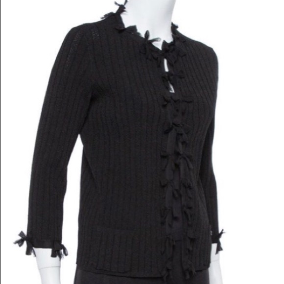 AUTH. CHANEL 2006 Black Bows Spring Cardigan Jacket size 34/XS MINT GORGEOUS! - Picture 2 of 5